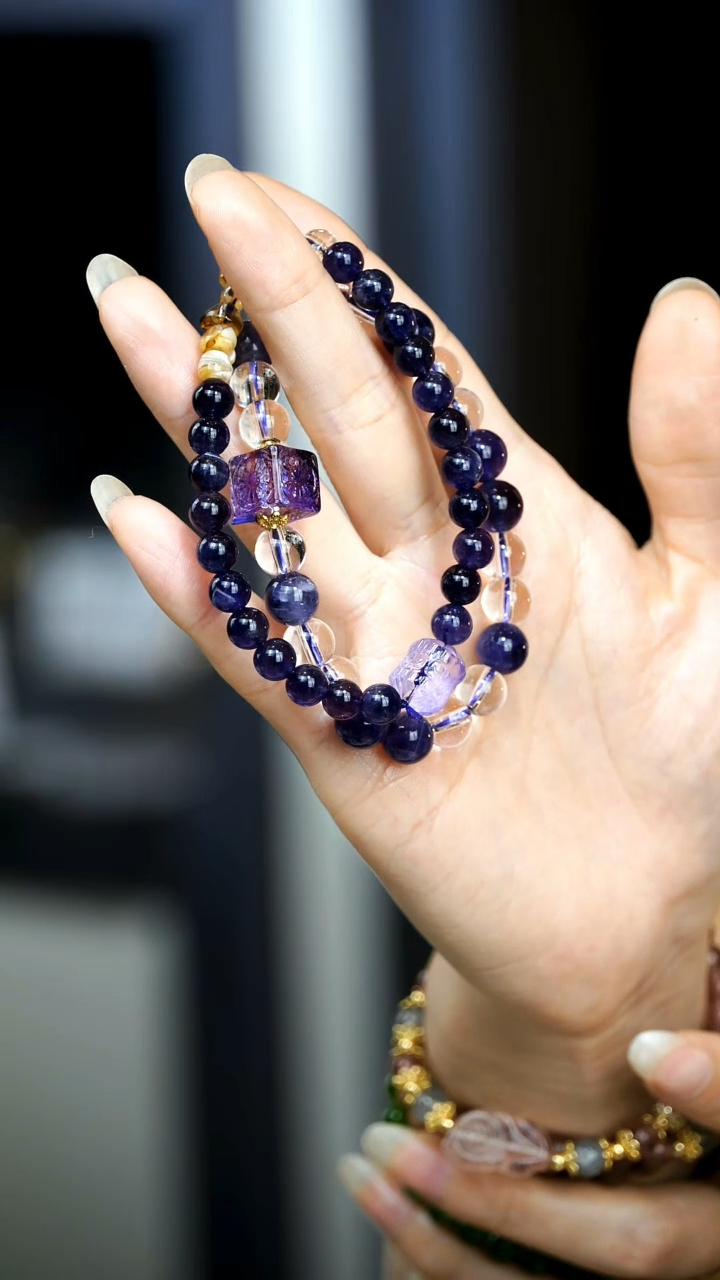 无非金属紫水单圈手串两个6+ 8+