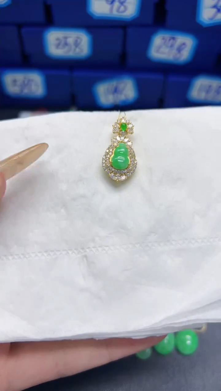 【闪购商品】翡翠颈饰银S925镶嵌Y缅料A货/支持复检/一件