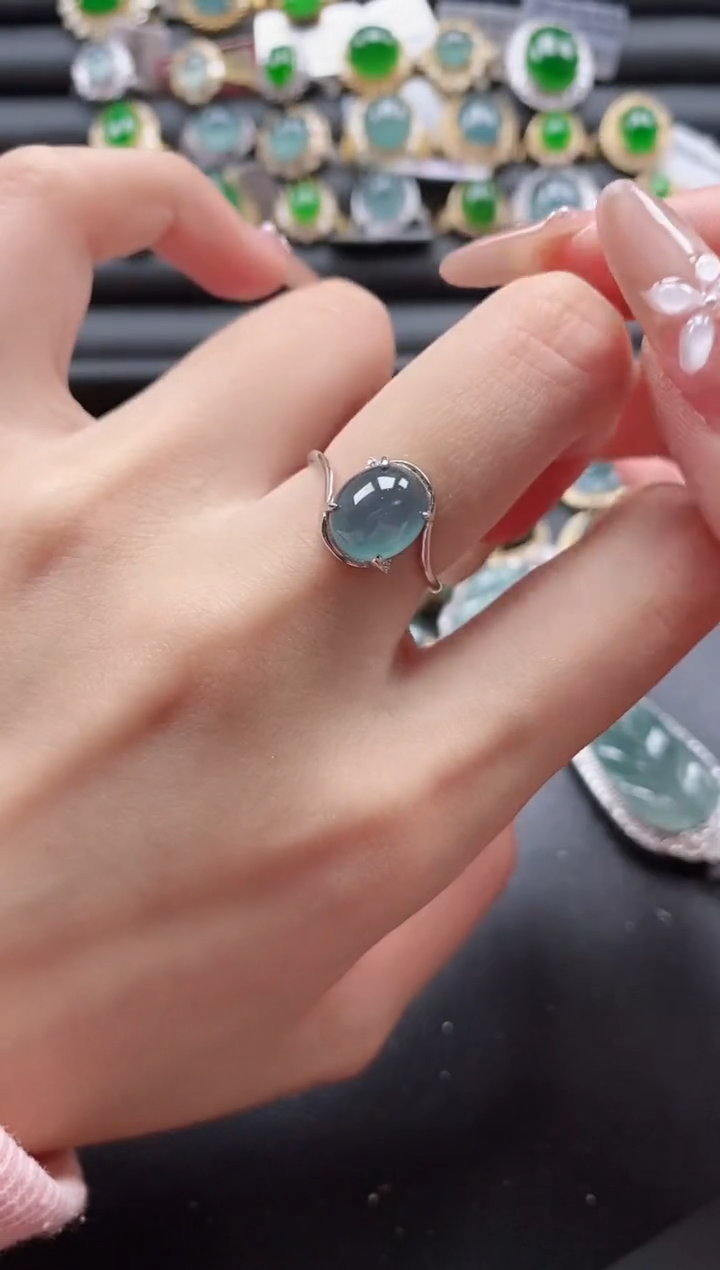 【闪购商品】翡翠戒指银S925镶嵌51511