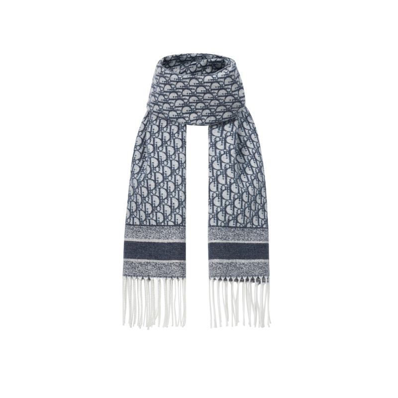 DIORA.RIM秋冬百搭经典围巾灰色蓝色羊绒女士披肩C