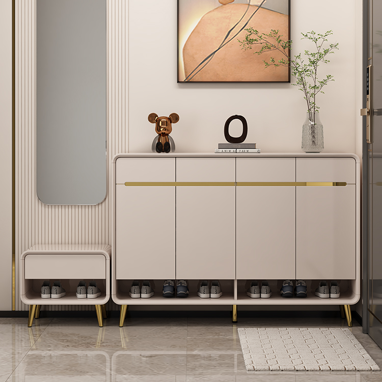 现代简约烤漆鞋柜亮光漆大容量家用入户门厅一体储物柜