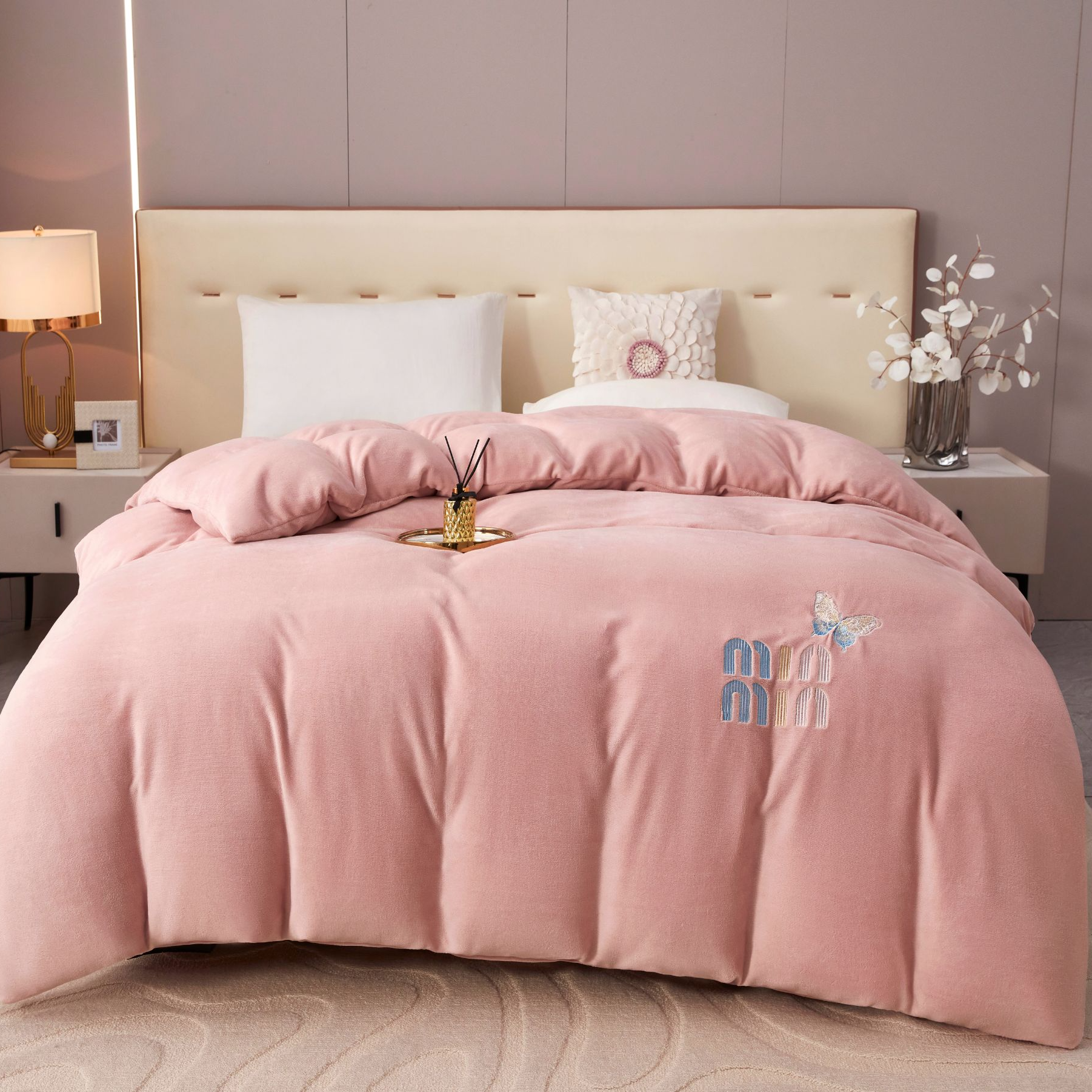 2025新款刺绣款牛奶绒单被套柔软透气可机洗QY保暖zb防静电103