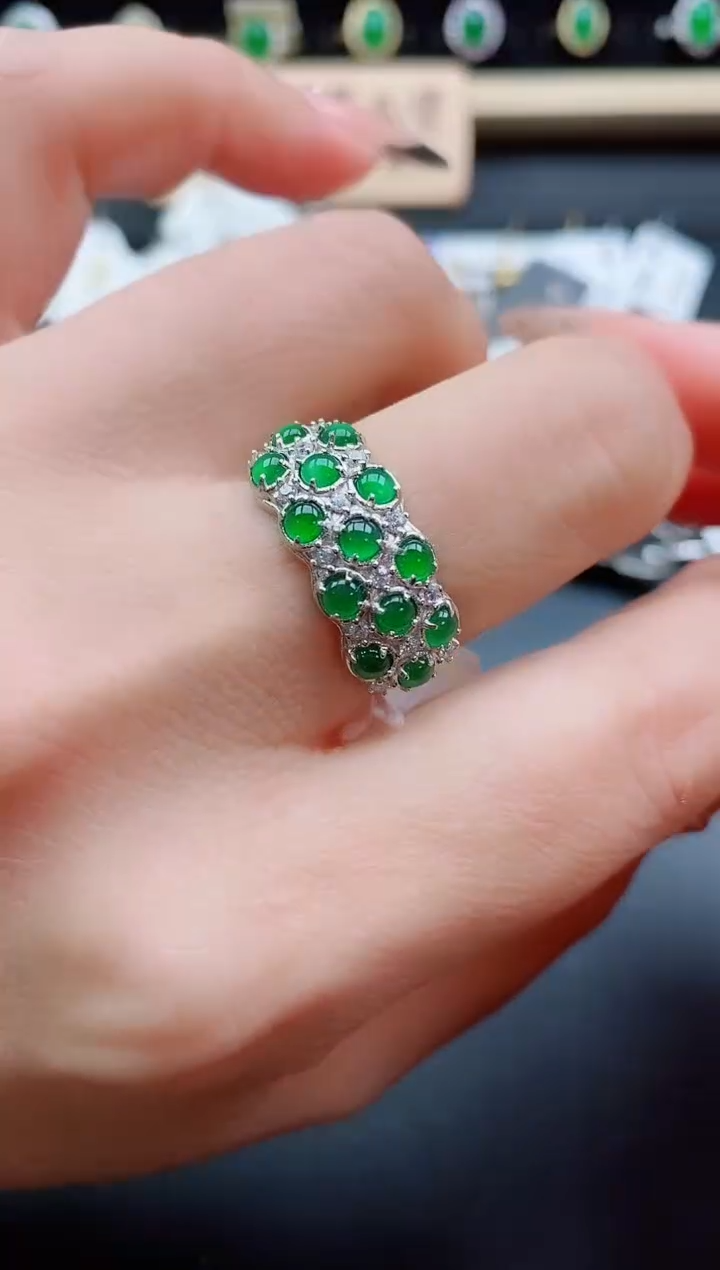 银S925镶嵌戒指翡翠1