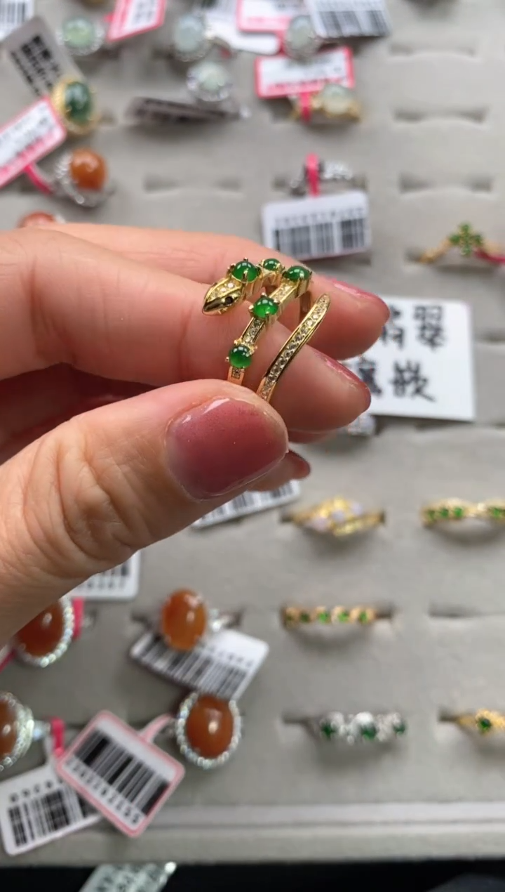 【闪购商品】翡翠戒指银S925镶嵌22222222    3