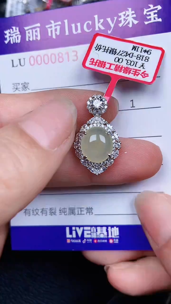 颈饰银S925镶嵌翡翠0813