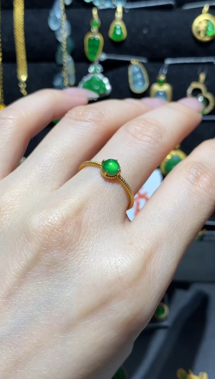 【闪购商品】翡翠戒指18K金镶嵌戒指