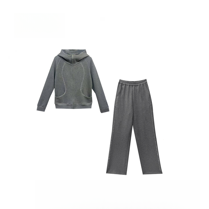 2025新款休闲气质百搭设计感拉链卫衣两件套装减龄