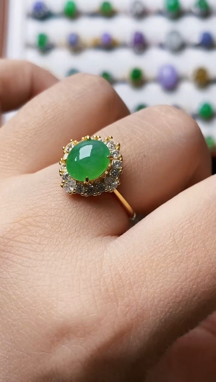 银S925镶嵌戒指翡翠0306