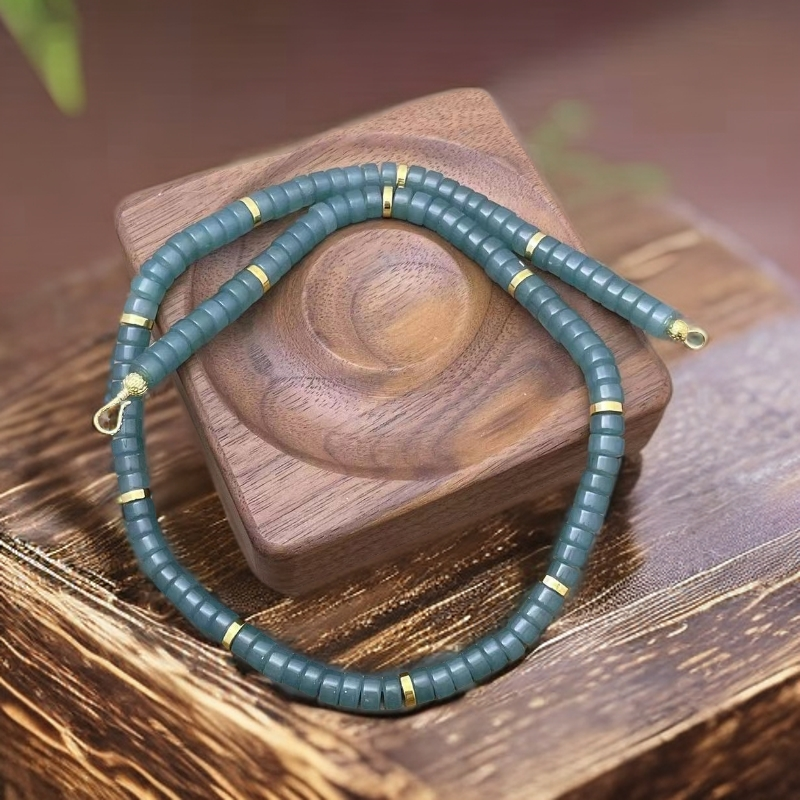 【佳玺貮店】新疆若羌产地天然玉石 208 新疆料且末蓝天空蓝算盘7mm