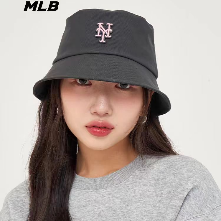 MLB韩国正品男女情侣时尚休闲渔夫帽百搭平顶遮阳字母刺绣