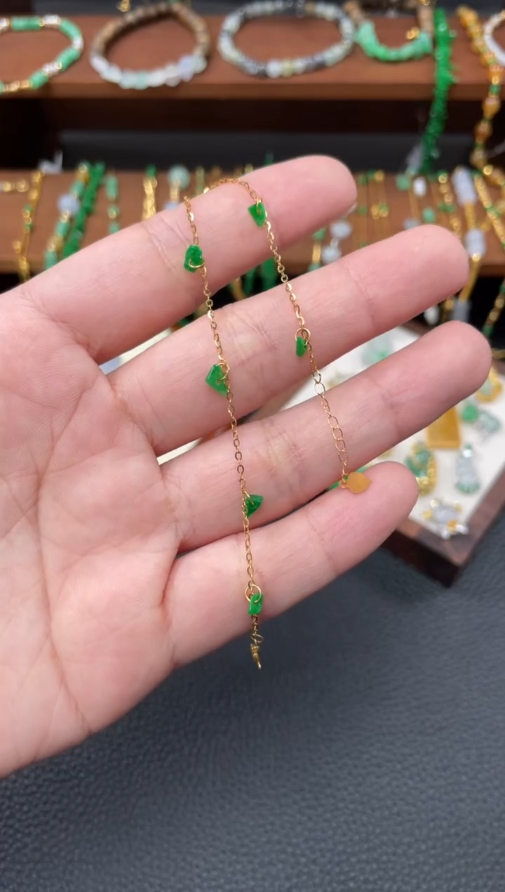 【闪购商品】翡翠套链18K金镶嵌多样性  发货一条    P205