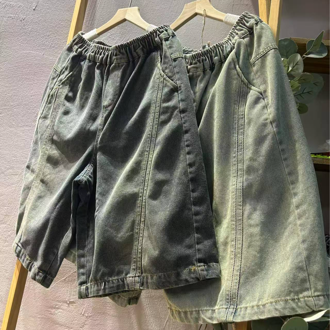 【半奏】夏季新款做旧牛仔裤时尚水洗复古 腰围108臀围120裤长60