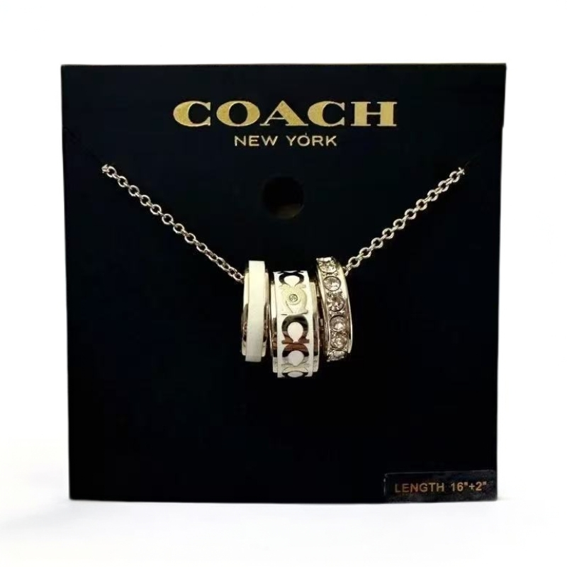 COACH/蔻驰 黄铜珐琅项链 三环项链气质时尚简约素款 白色CB448