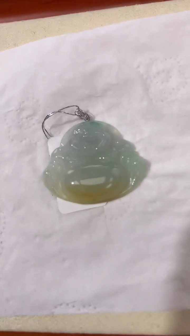 【闪购商品】翡翠颈饰18K金镶嵌天然缅甸a货翡翠