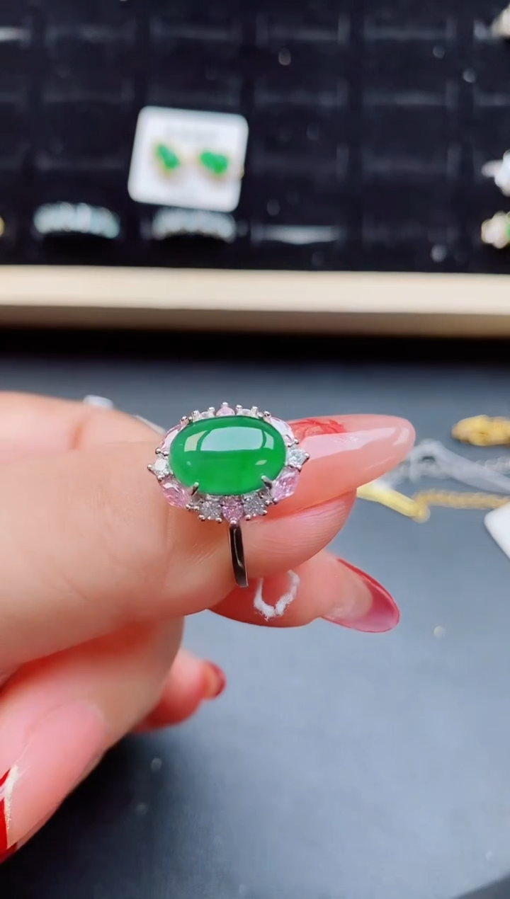 【闪购商品】翡翠戒指银S925镶嵌5080550