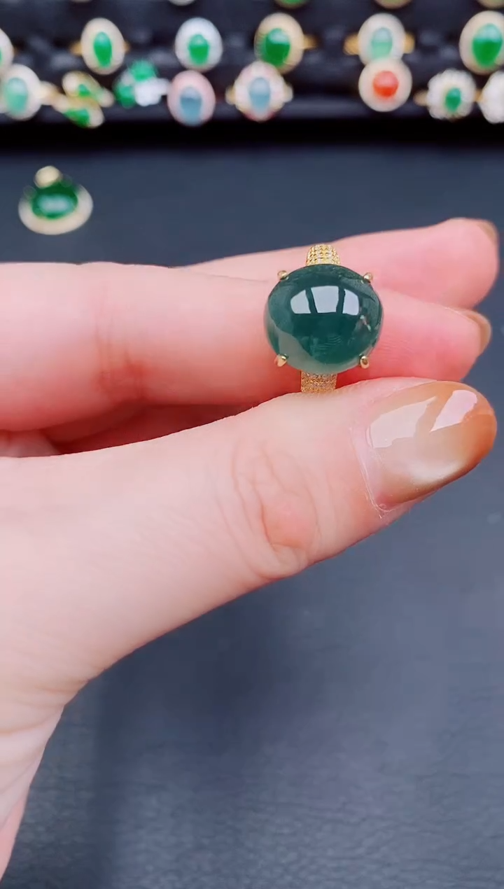 【闪购商品】翡翠戒指银S925镶嵌天然a货翡翠72