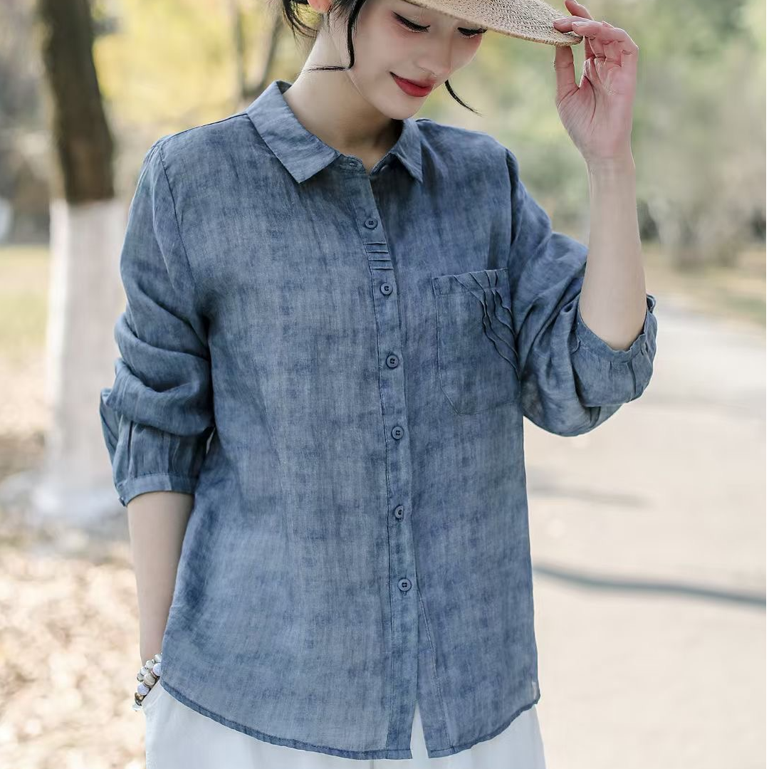 倾清-120支纯手工超色苎麻上衣86561