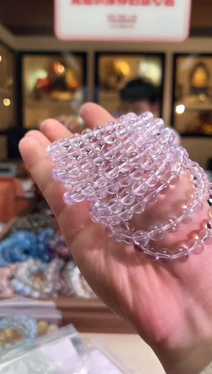 未镶嵌手链水晶7.6mm+全净玻利维亚紫水（多样性发一）