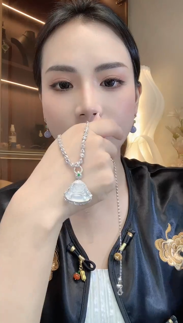 翡翠18K金镶嵌吊坠(不含链)C9