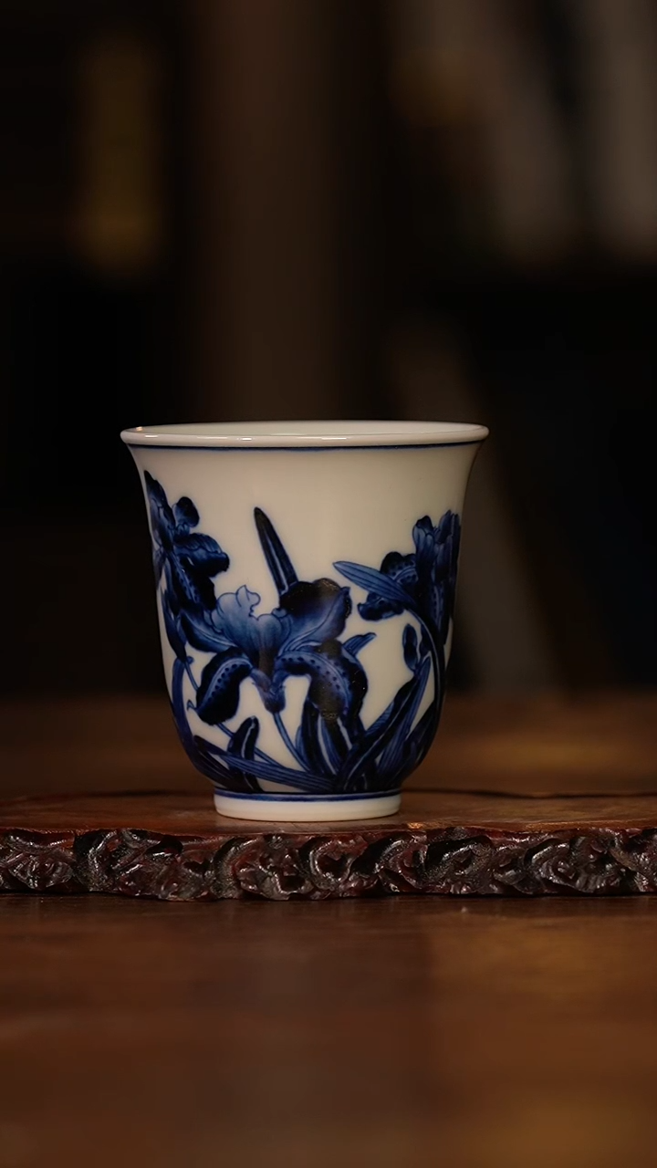 【闪购商品】杯志纯窑青花鸢尾花杯