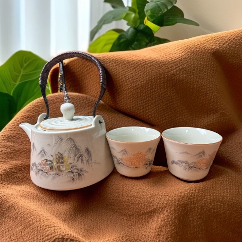 滕王阁提梁壶+两杯