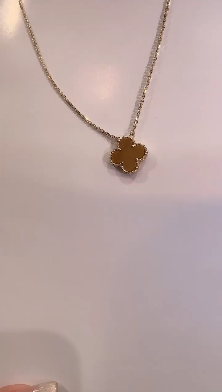 木变石（虎睛石）18K金镶嵌项链虎眼石