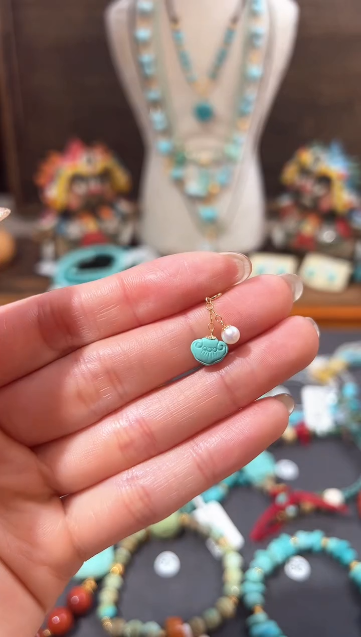 【闪购商品】绿松石提溜18K金镶嵌绿松石提溜