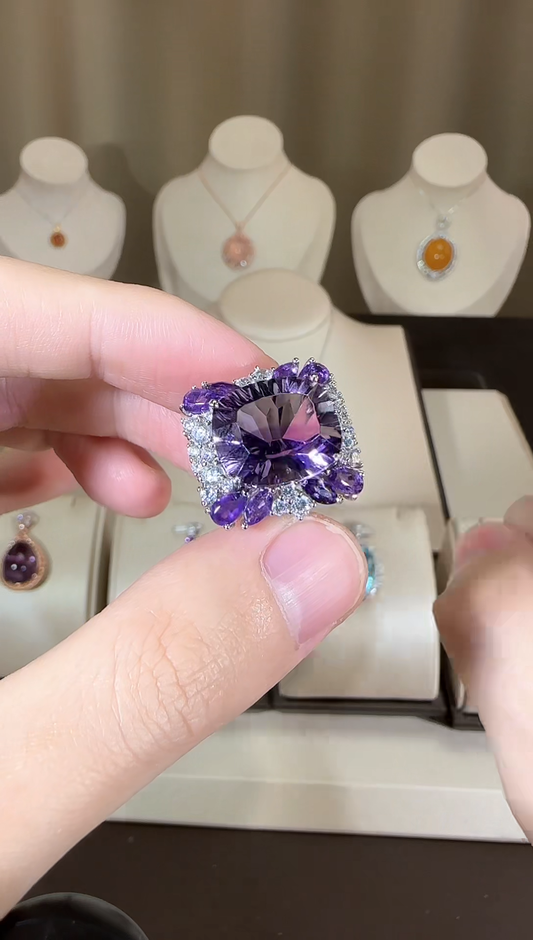 【闪购商品】紫晶戒指银S925镶嵌14*12mm设计款