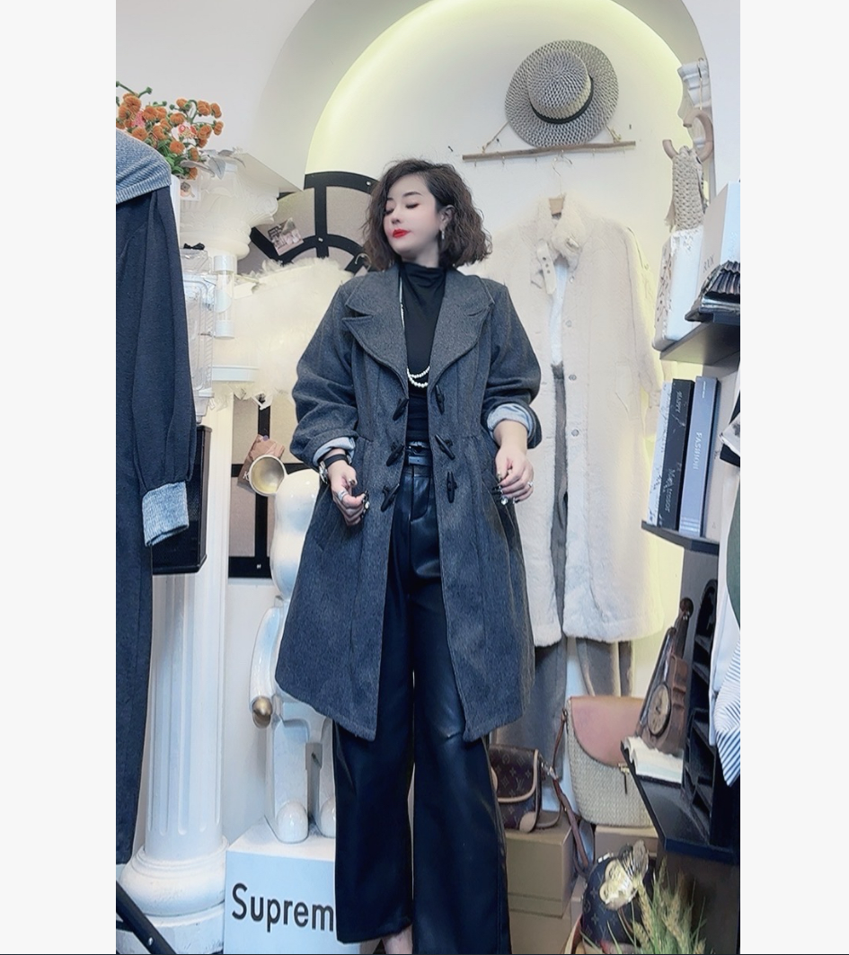 D25 111326 韩风百搭宽松长袖收腰女中长加厚外套