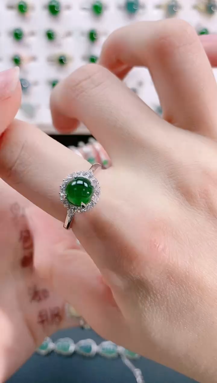 【闪购商品】翡翠戒指银S925镶嵌天然翡翠