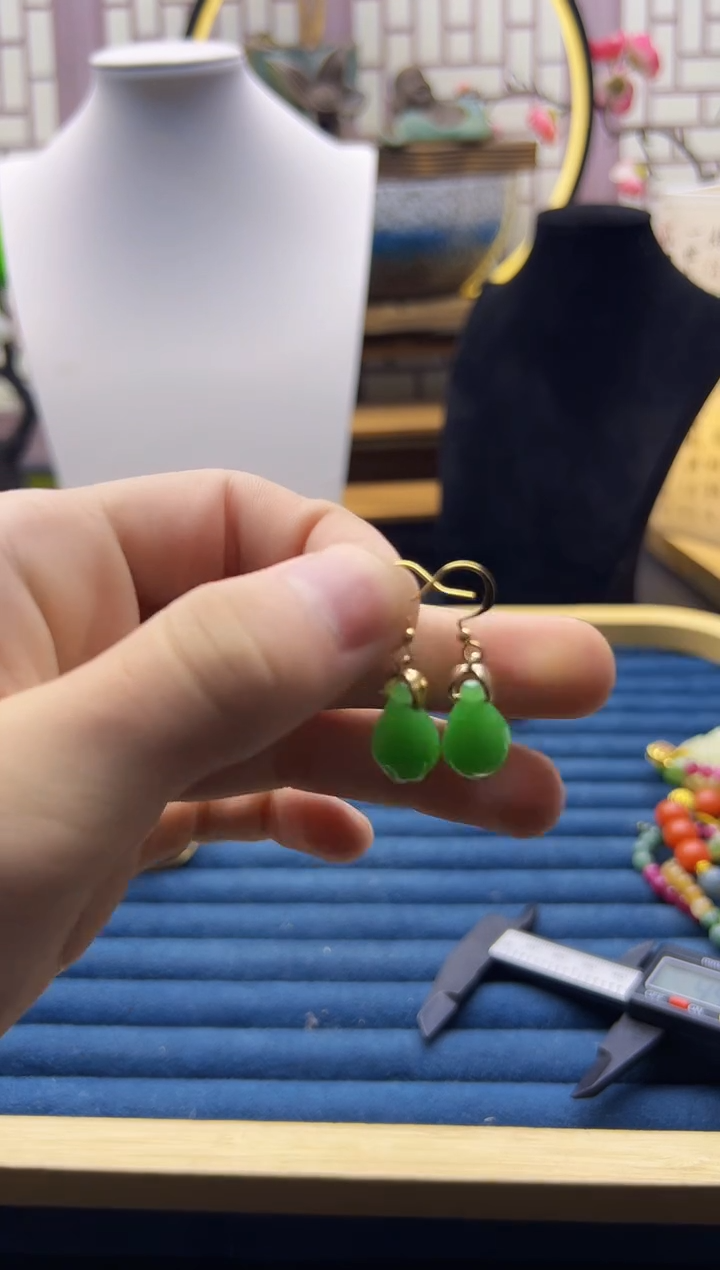 【闪购商品】和田玉耳饰14K金镶嵌E93