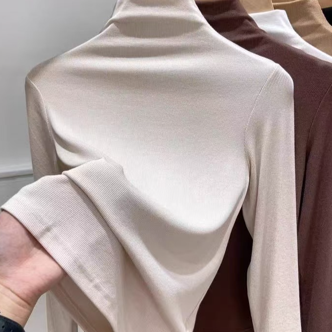 【自由秀】磨毛半高领打底衫长袖t恤2663