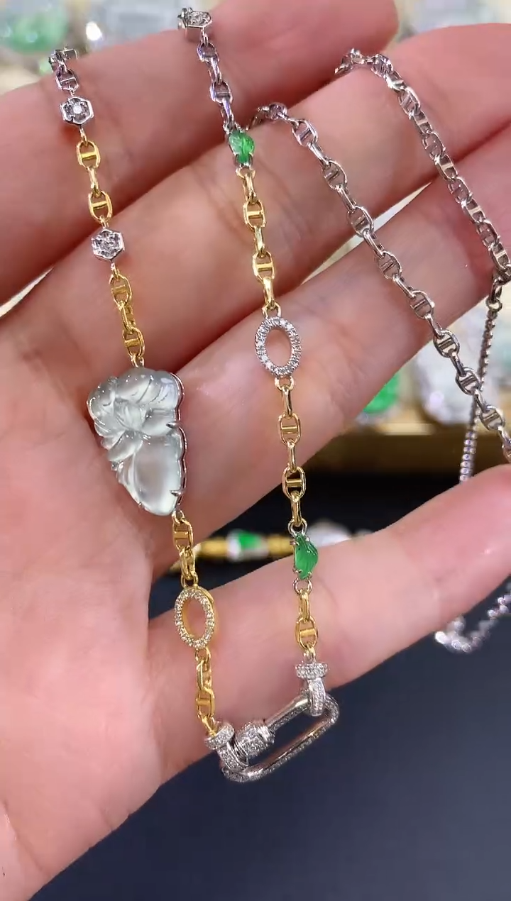 套链18K金镶嵌翡翠247|