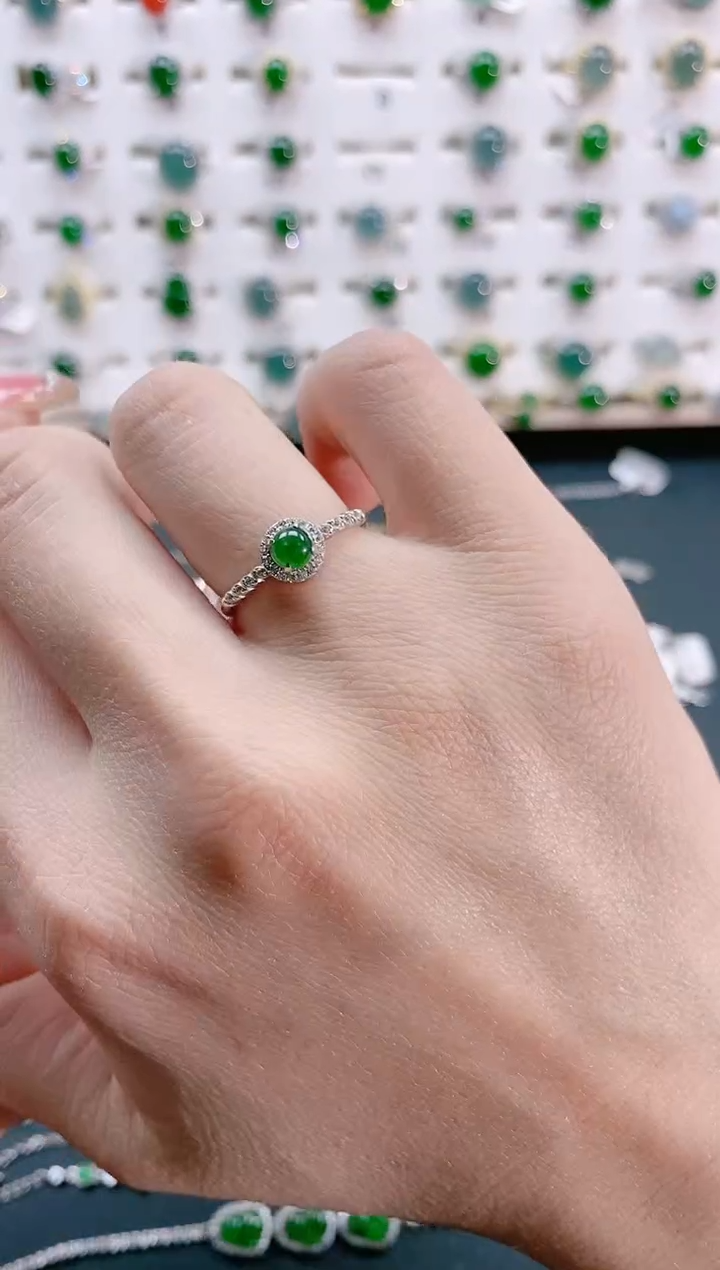 【闪购商品】翡翠戒指银S925镶嵌天然翡翠