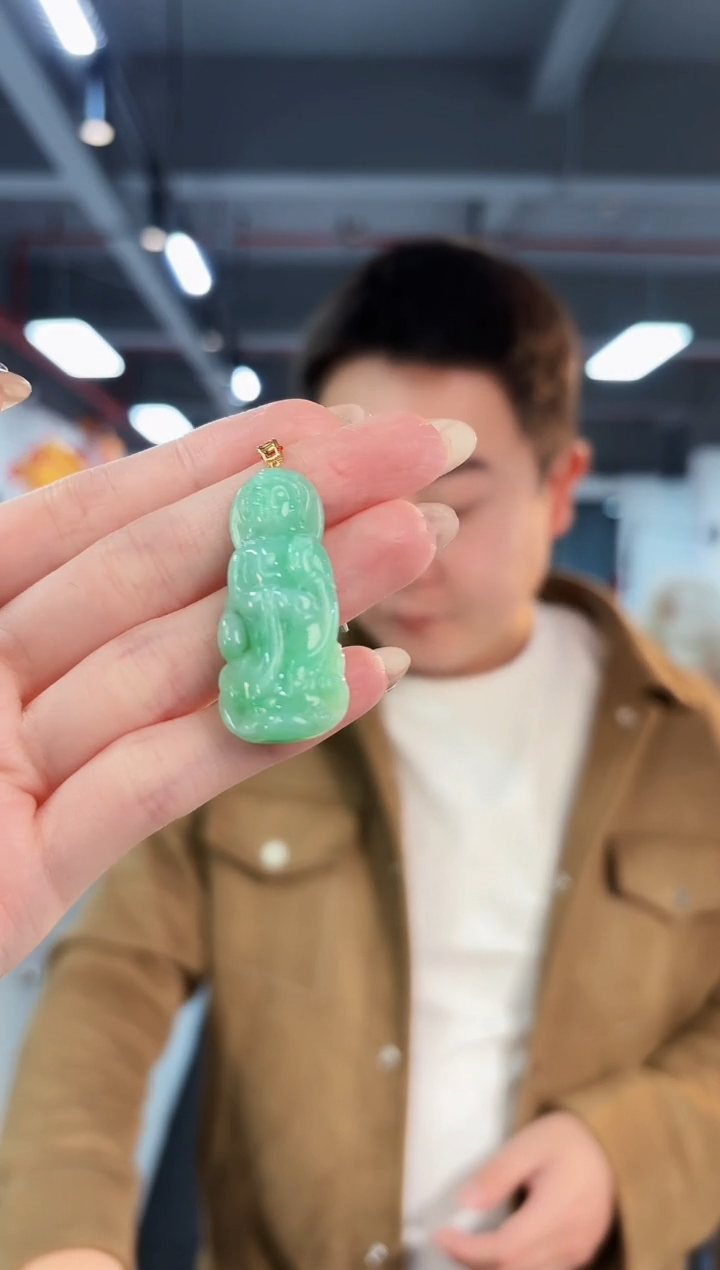 【闪购商品】翡翠吊坠(不含链)18K金镶嵌缅料A货/支持复检/一件