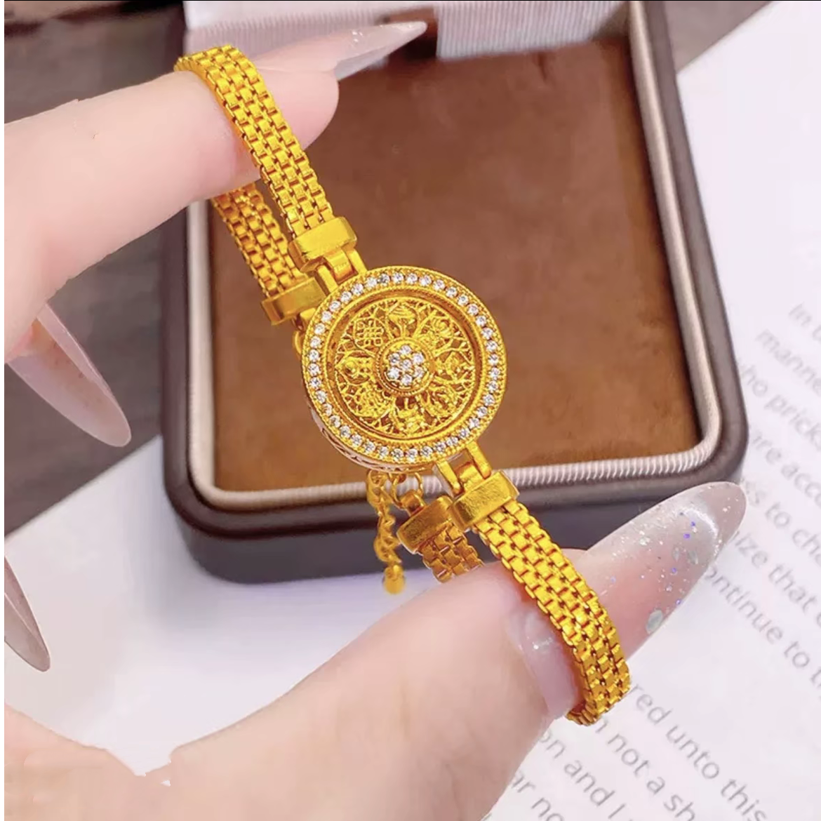 铜合金手链 新中式国潮风轻奢复古宫廷八宝罗盘手链高级感手链