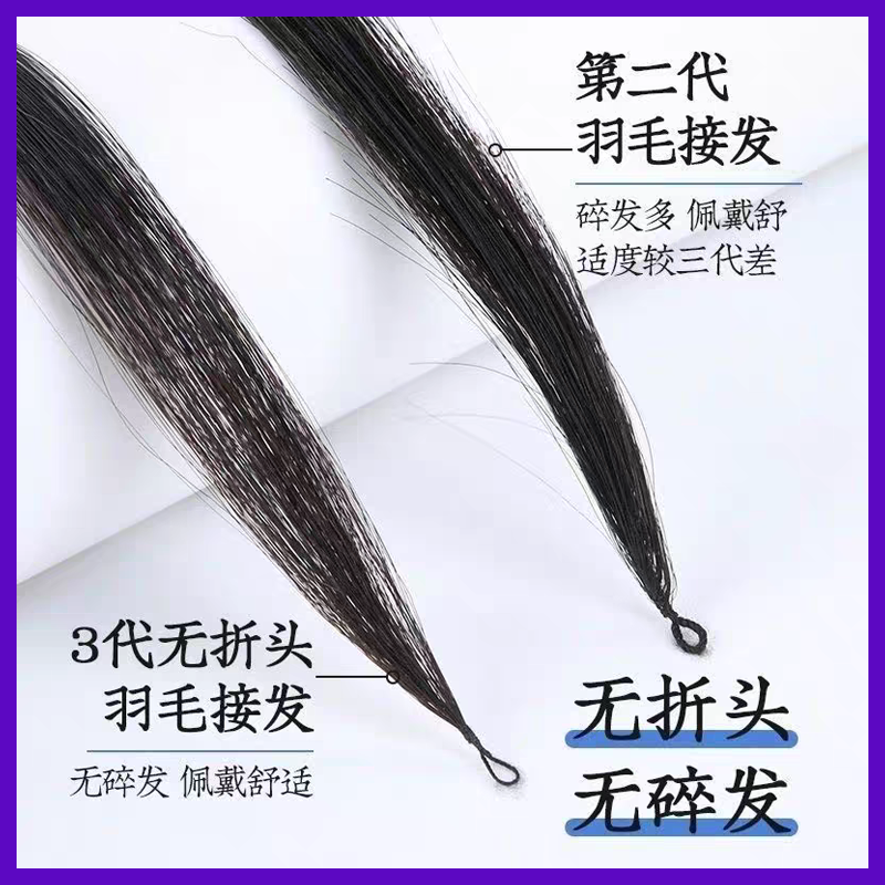 改价链接三代水晶线工艺无折头羽毛接发全真发可卷烫拉直云南发
