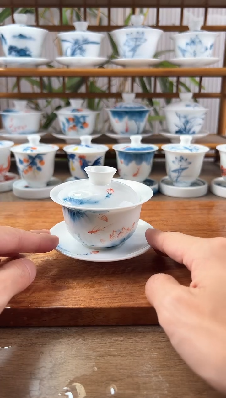 微瑕蓝莲130ml三才盖碗