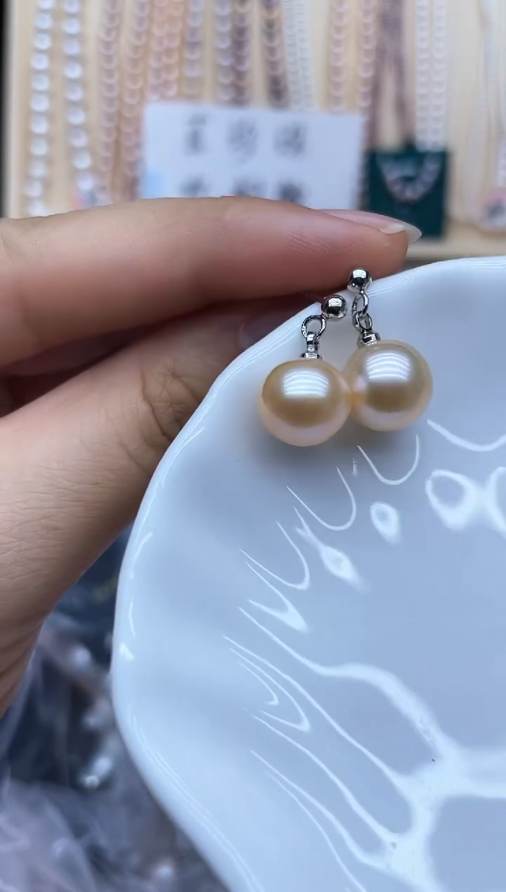银S925镶嵌淡水珍珠耳饰耳环多样性发其一