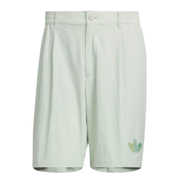 adidas 纯色标贴Logo运动短裤 男款 亚麻绿-IK8680