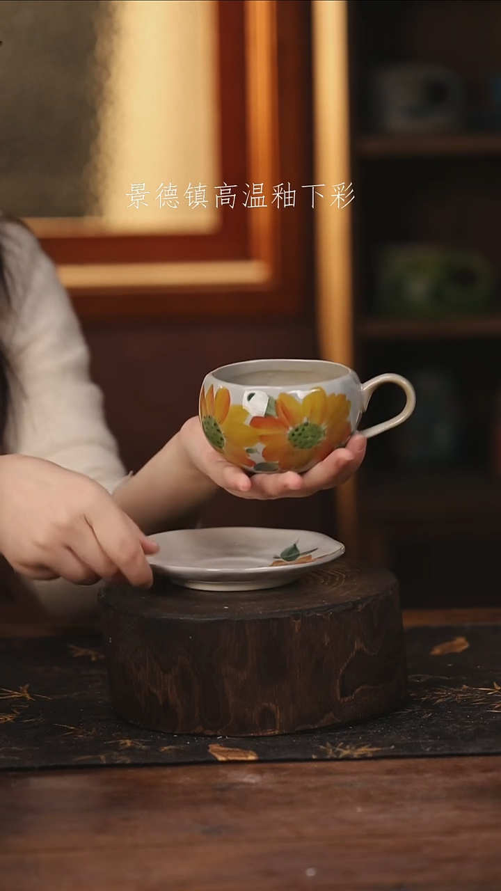 陶瓷景德镇高温釉下手绘陶瓷@L452@