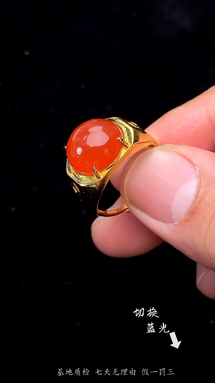 银S925镶嵌南红玛瑙戒指多样性发一