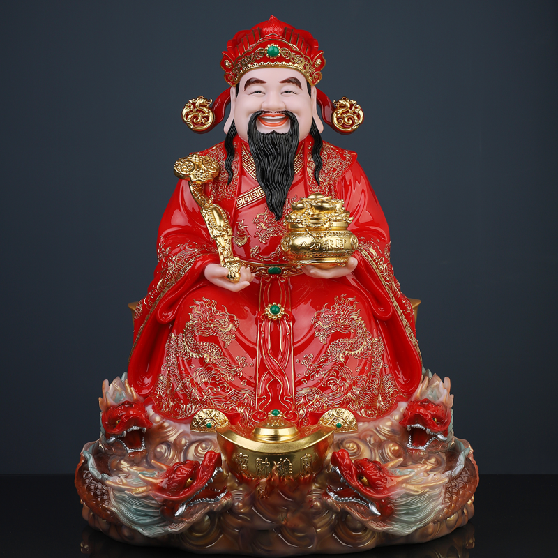 汉白玉文财神爷佛像手捧如意元宝财神范蠡店铺家用招财摆件