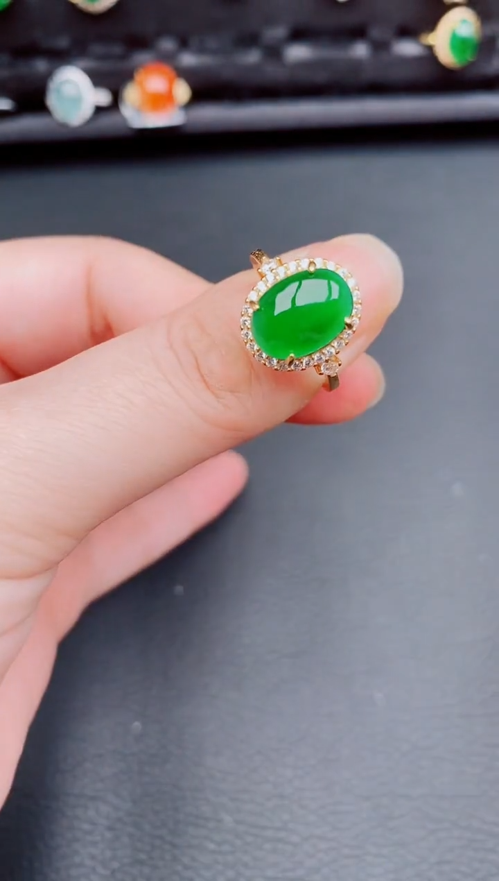 【闪购商品】翡翠戒指银S925镶嵌天然a货翡翠173