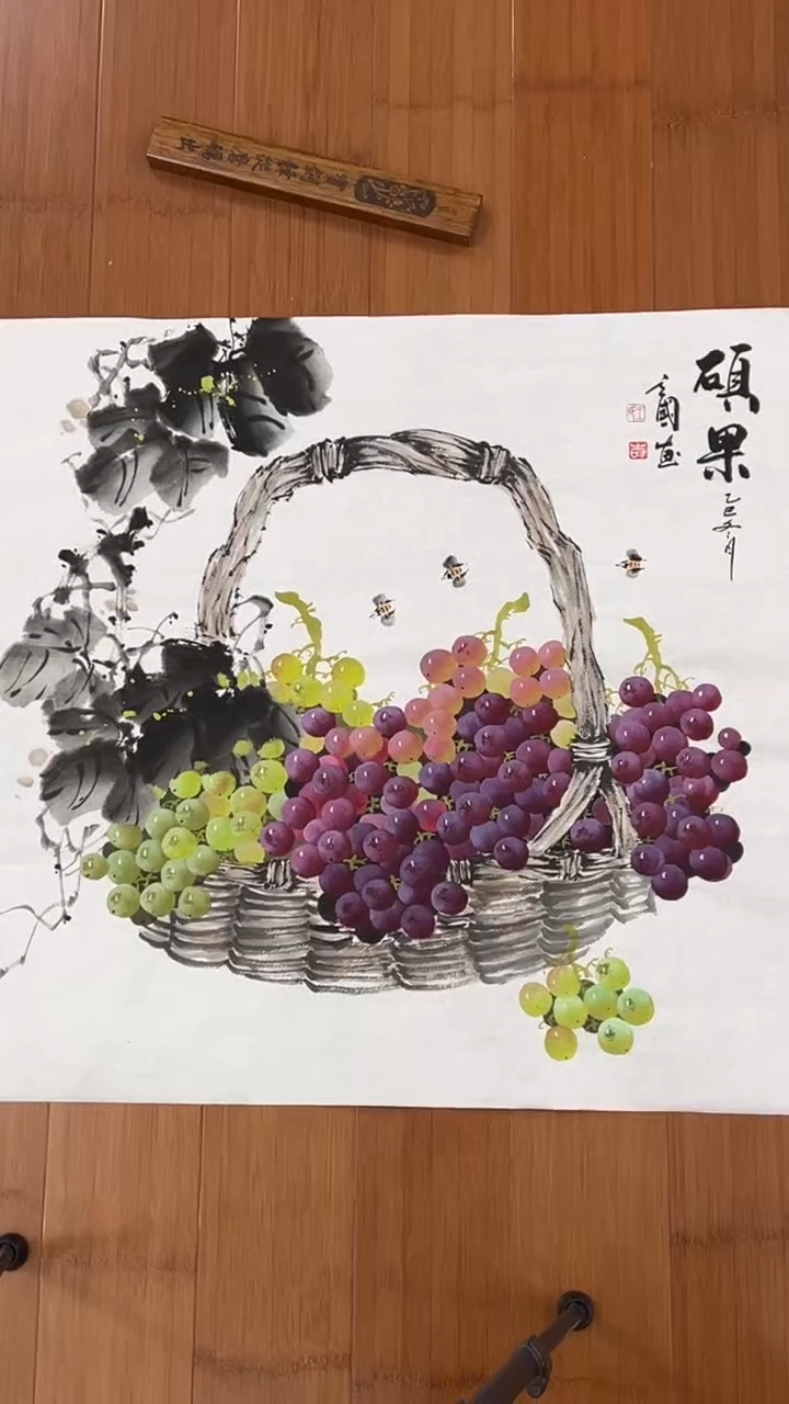 国画【福利，纯手工手绘】王立国葡萄68*68厘米