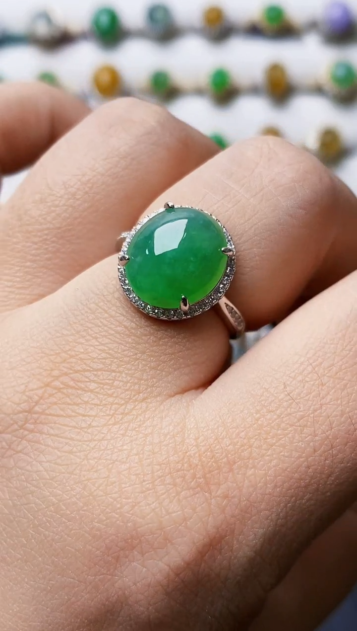 银S925镶嵌戒指翡翠4146