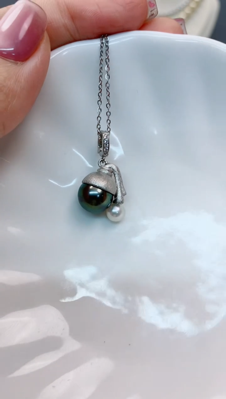 【闪购商品】海水珍珠吊坠(赠链)银S925镶嵌5-11大溪地黑珍珠吊坠
