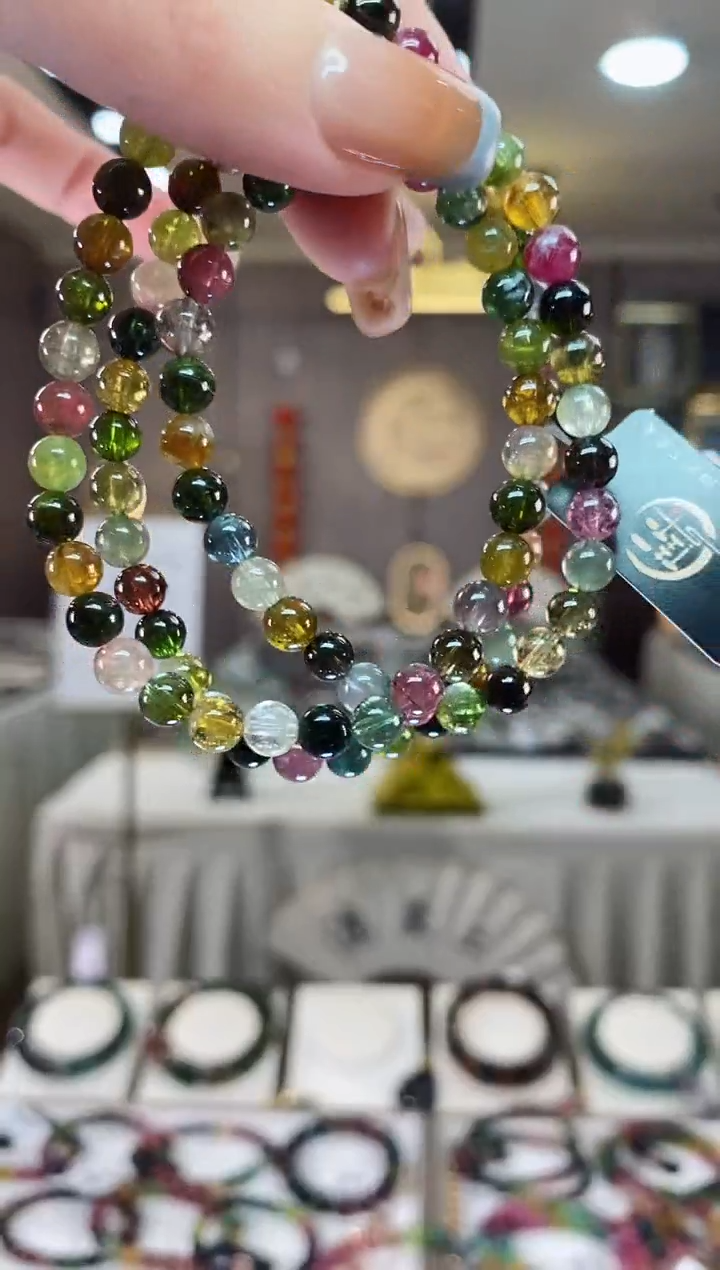 【闪购商品】碧玺三圈手串5mm+未镶嵌一物一证dan