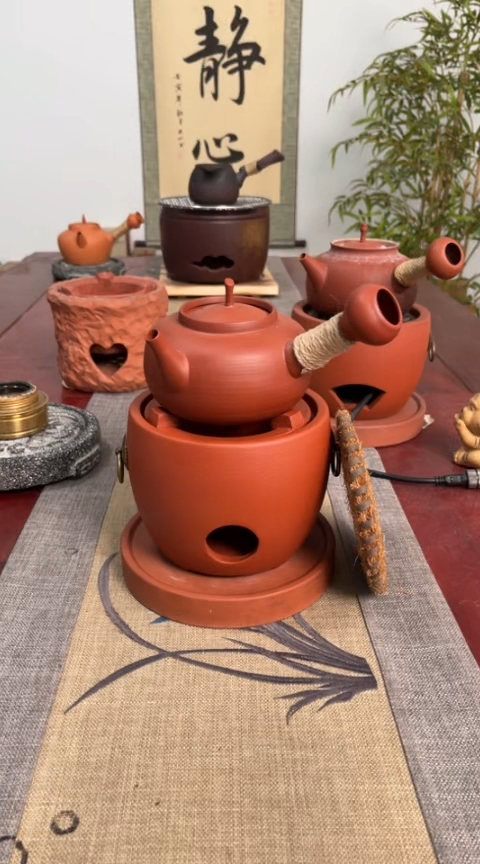 【闪购商品】陶圆口炉＋圆福壶【送炉垫＋壶垫】