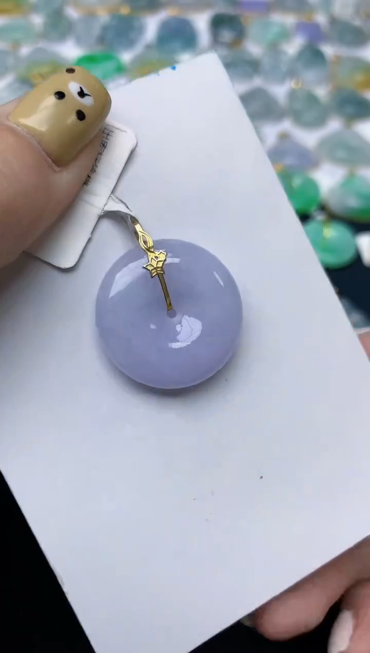 翡翠18K金镶嵌颈饰天然翡翠A货